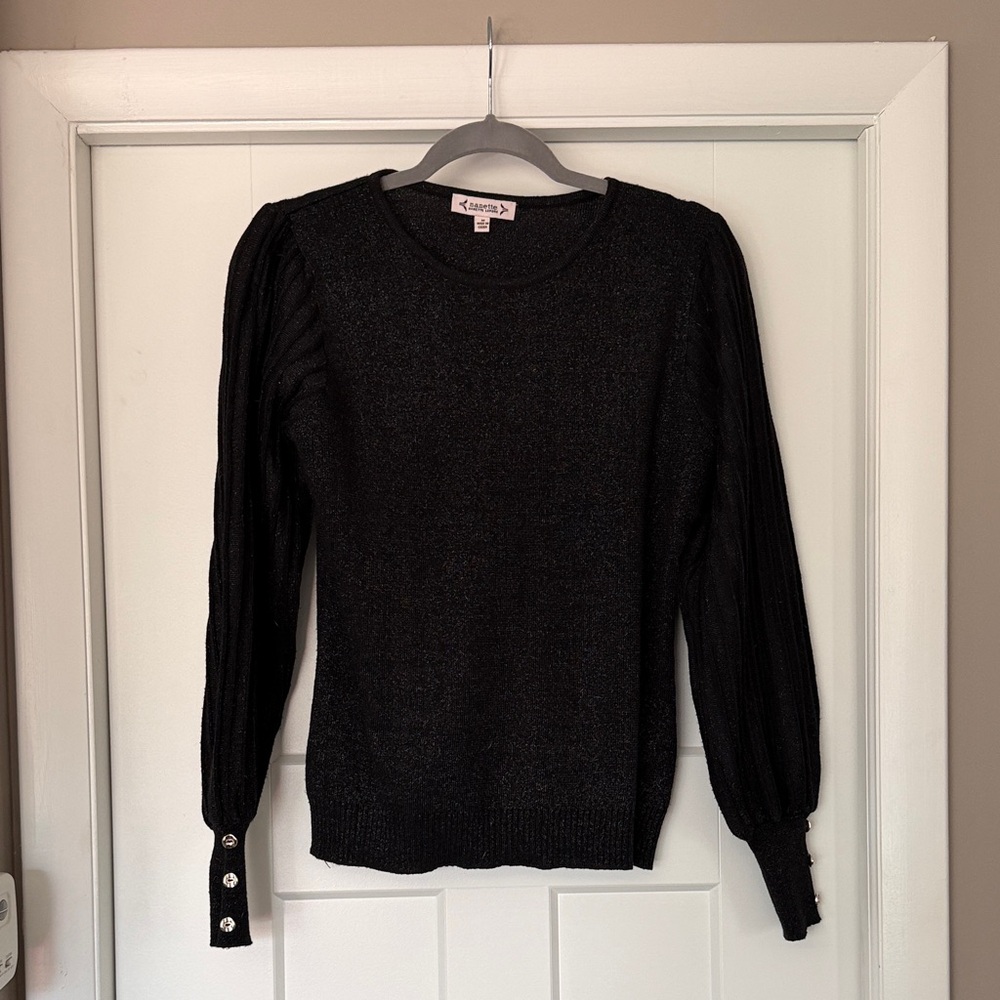 Nanette Lepore Sparkling Black Knit Top